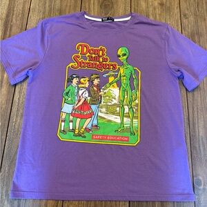 Don’t Talk to Strangers Graphic T-Shirt – Purple – Size Medium